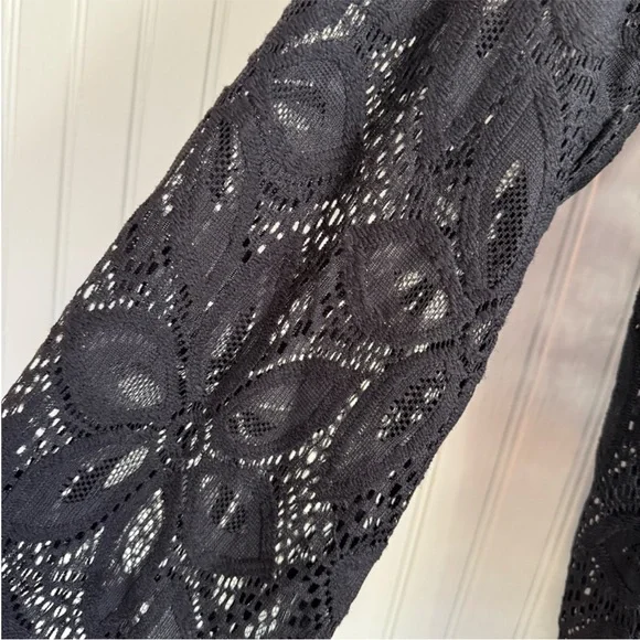 J Valdi Black Lace V-Neck Swim Cover Up Size M - Picture 3 of 5
